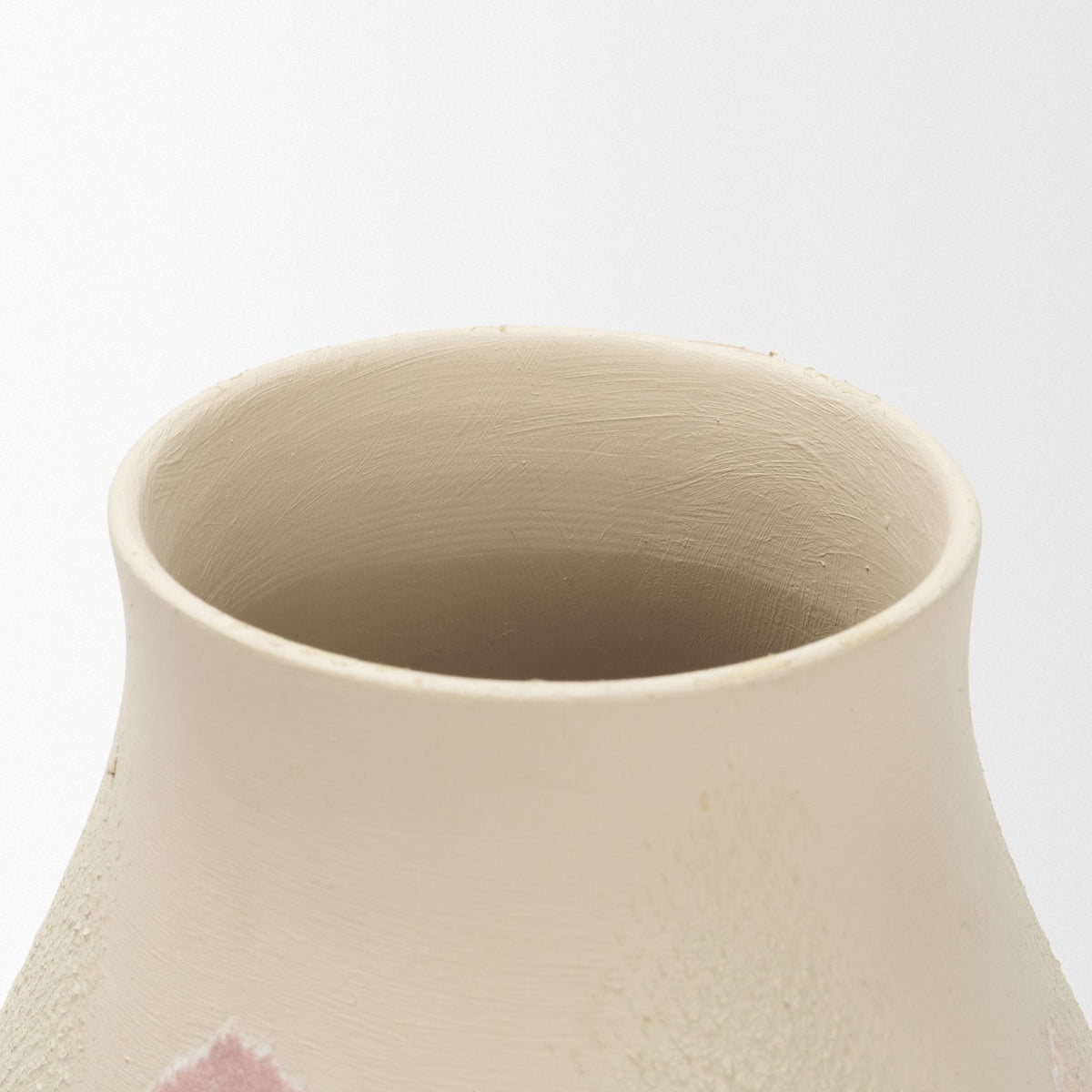 Velo Cream w/Blush Pink Hand-Painted Terracotta Decorative Vase by Mercana at Eve Furniture
