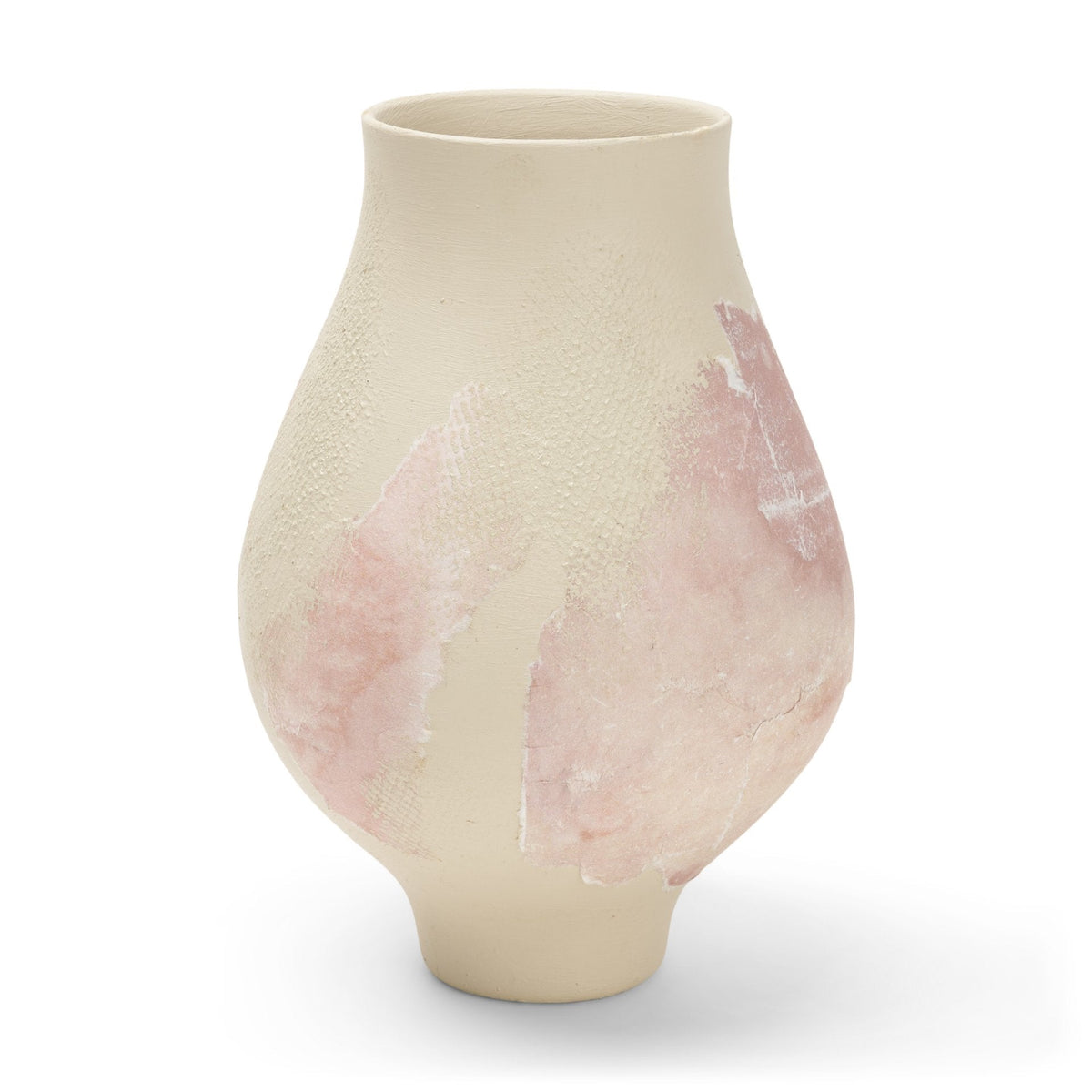 Velo Cream w/Blush Pink Hand-Painted Terracotta Decorative Vase by Mercana at Eve Furniture