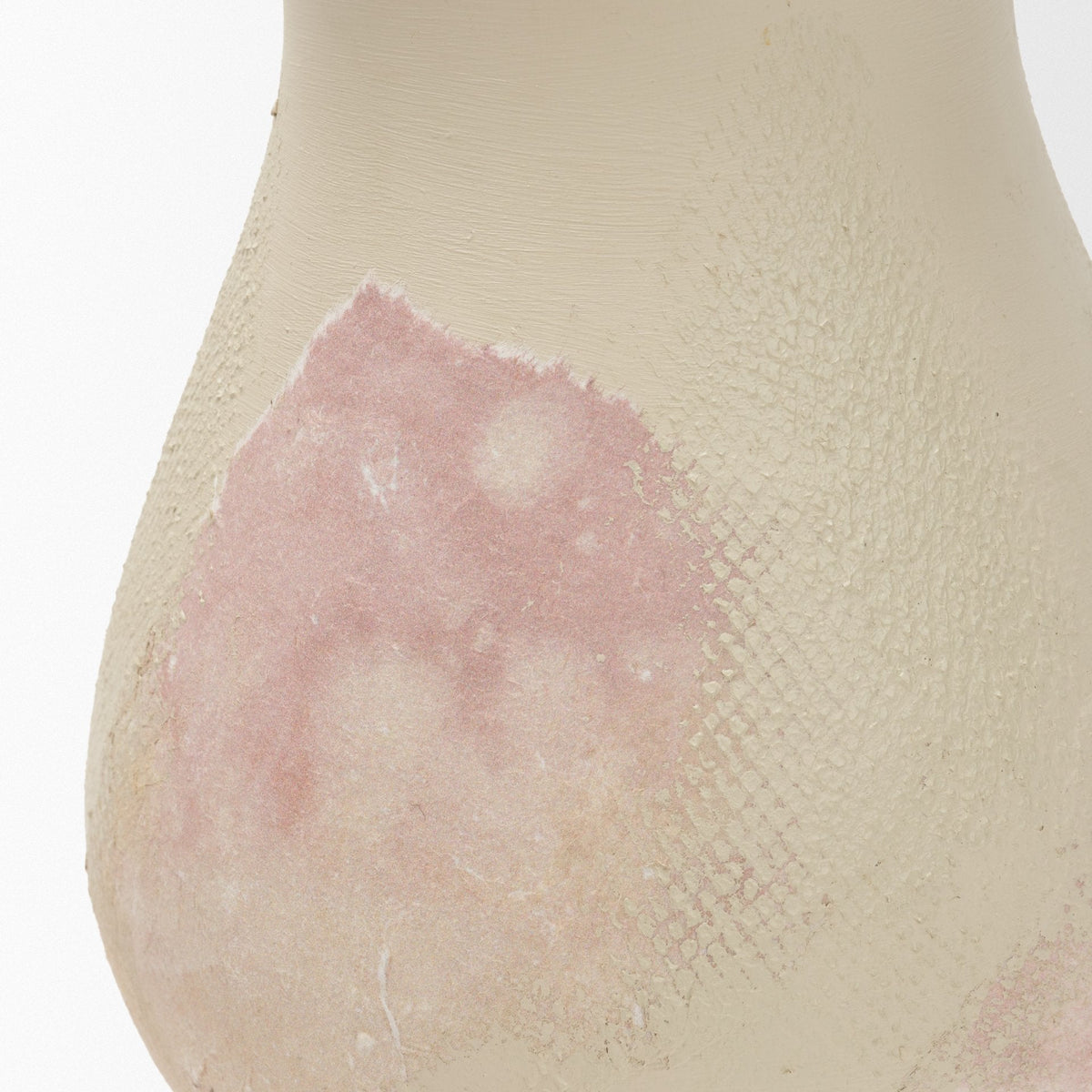 Velo Cream w/Blush Pink Hand-Painted Terracotta Decorative Vase by Mercana at Eve Furniture