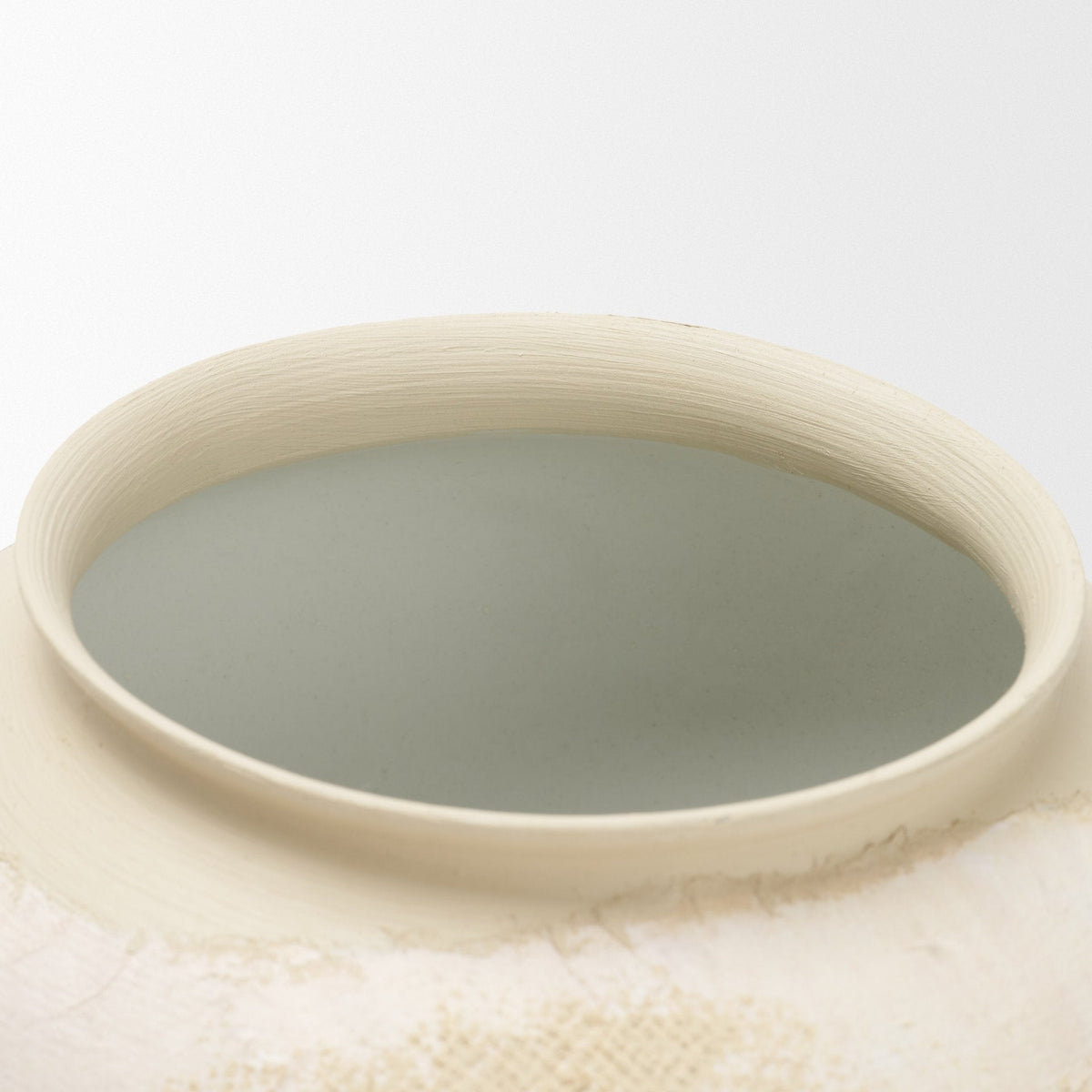 Velo Cream w/White Hand-Painted Terracotta Decorative Vase by Mercana at Eve Furniture