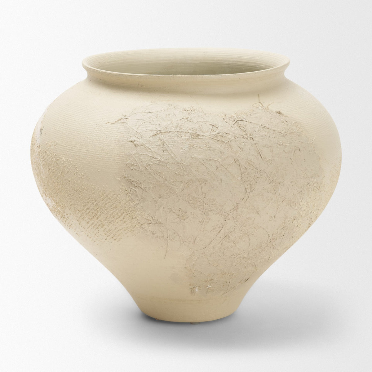 Velo Cream w/White Hand-Painted Terracotta Decorative Vase by Mercana at Eve Furniture