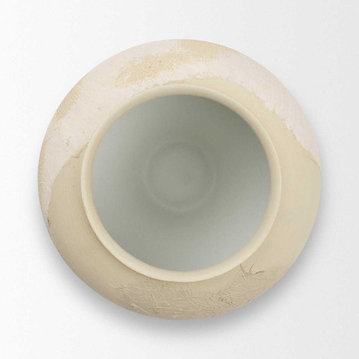 Velo Cream w/White Hand-Painted Terracotta Decorative Vase by Mercana at Eve Furniture