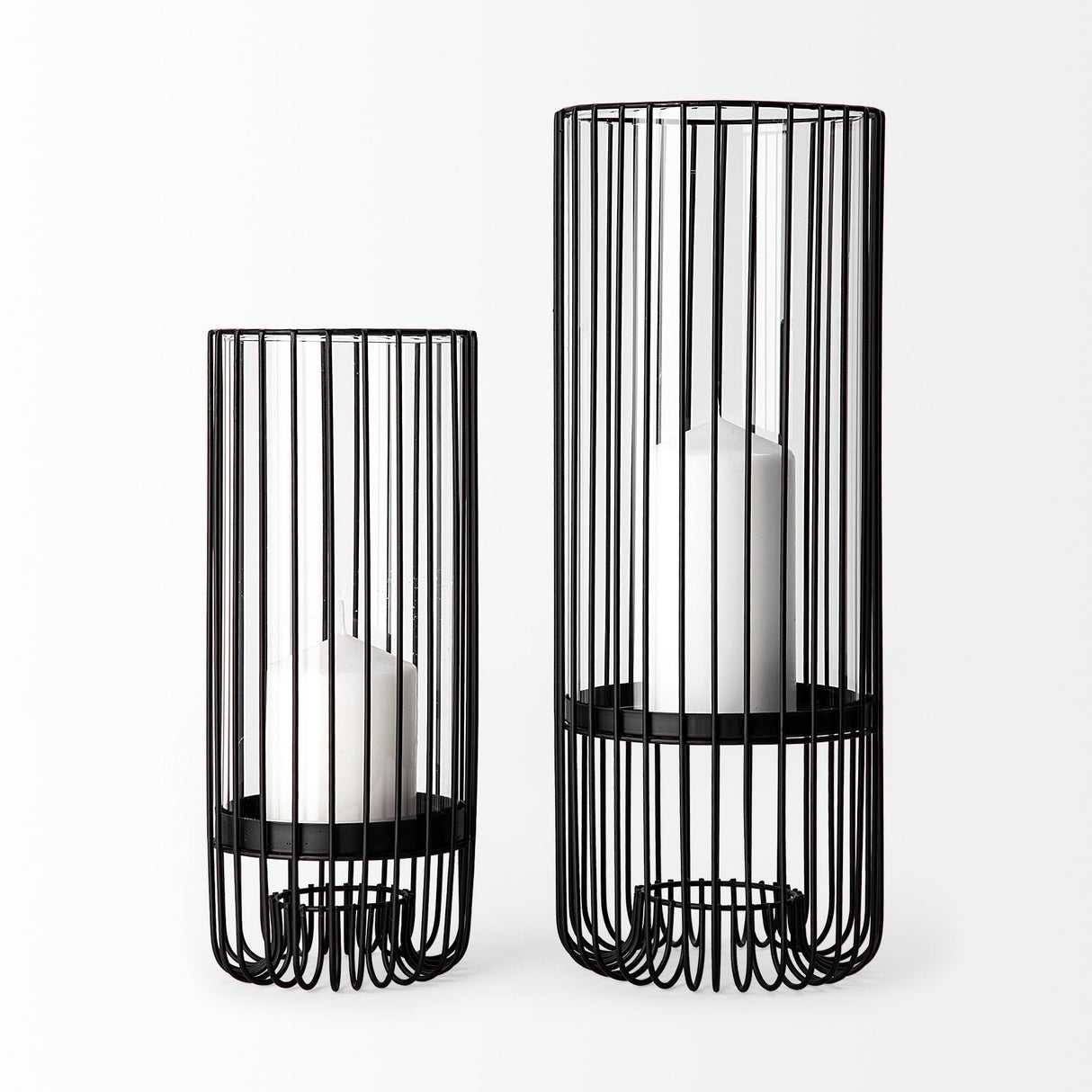 Velo II Large Black Metal Cylindrical Table Candle Holder by Mercana at Eve Furniture