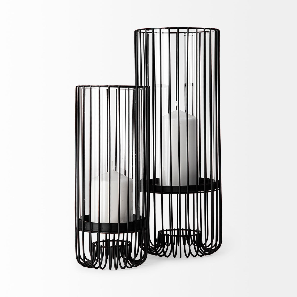Velo II Large Black Metal Cylindrical Table Candle Holder by Mercana at Eve Furniture