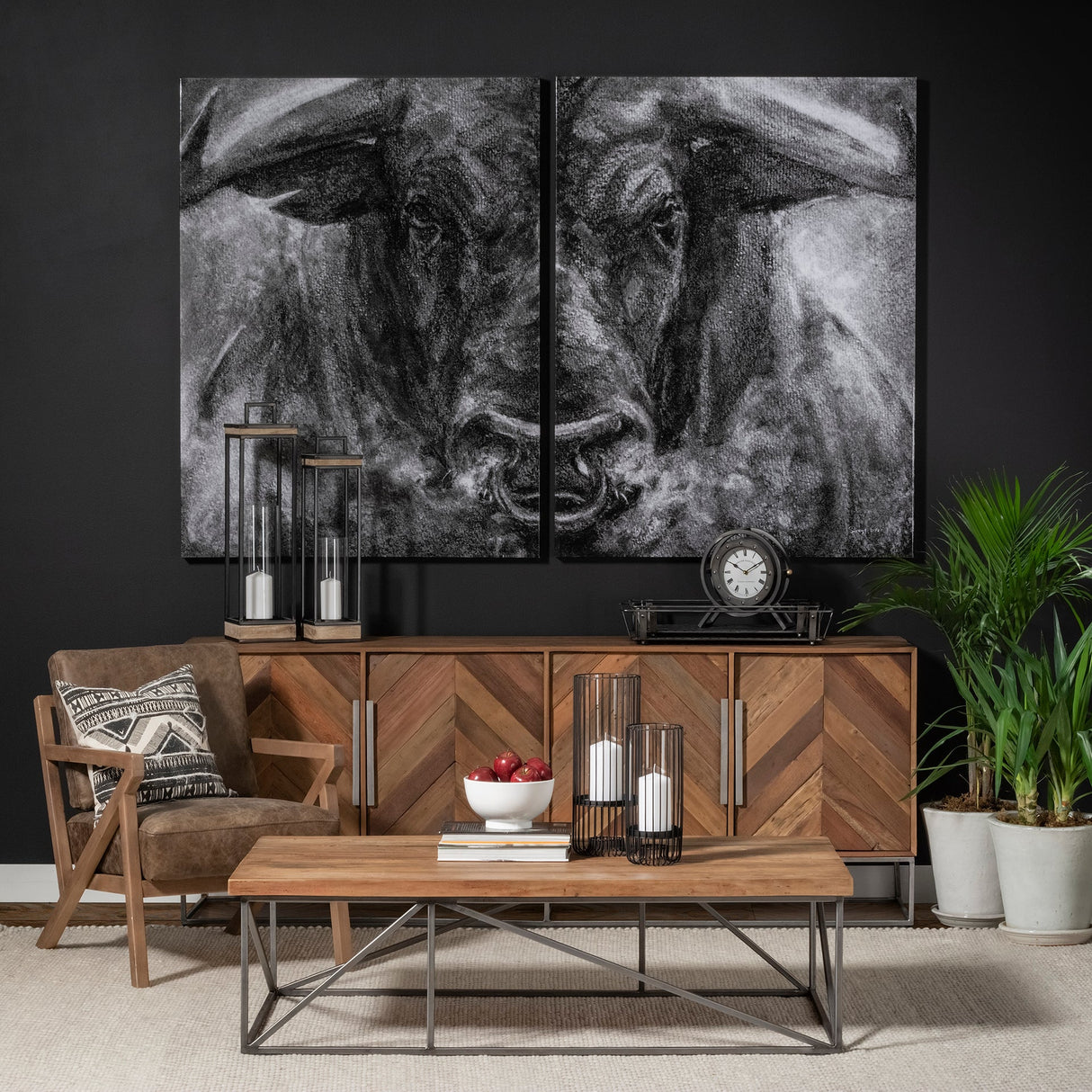 Velo II Large Black Metal Cylindrical Table Candle Holder by Mercana at Eve Furniture