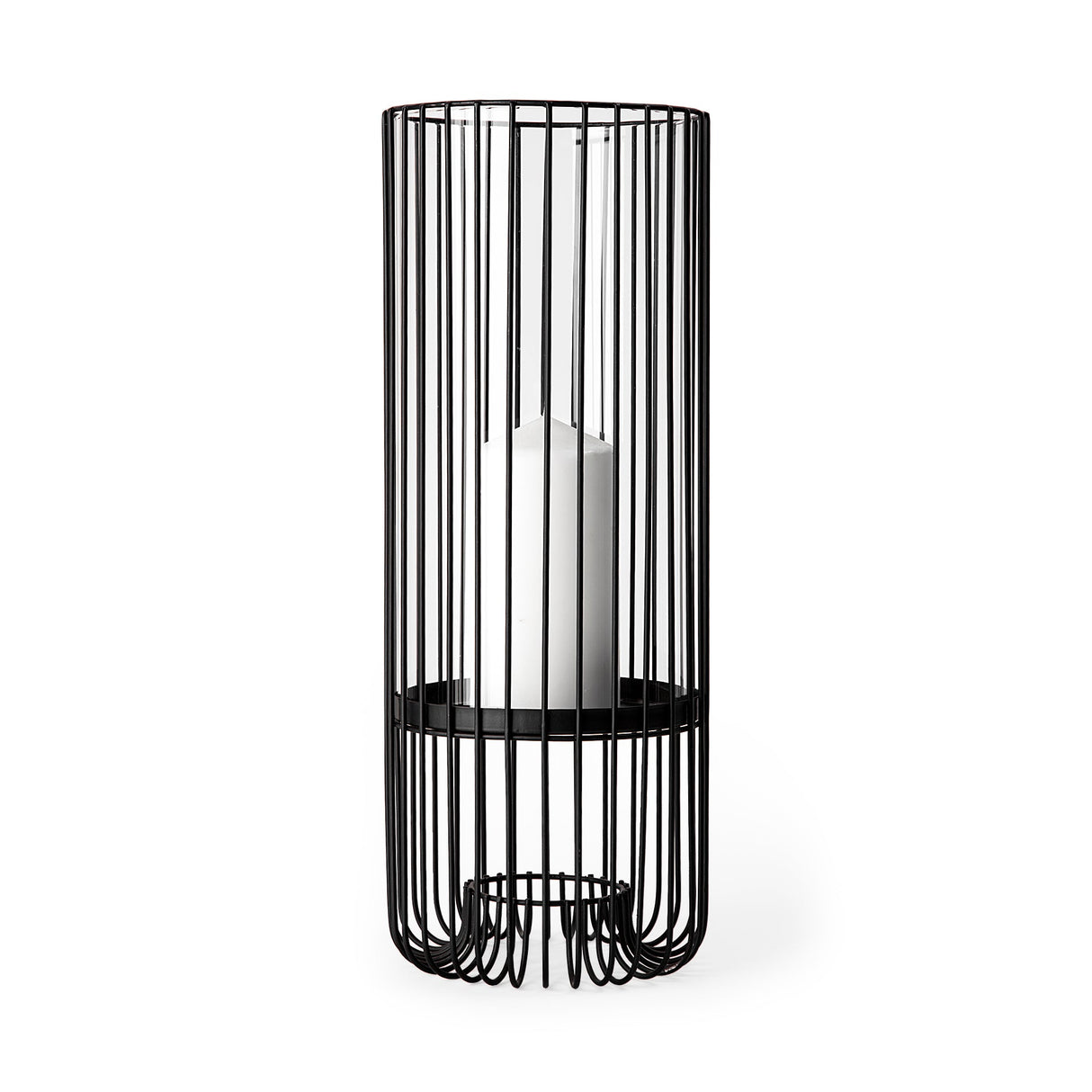Velo II Large Black Metal Cylindrical Table Candle Holder by Mercana at Eve Furniture