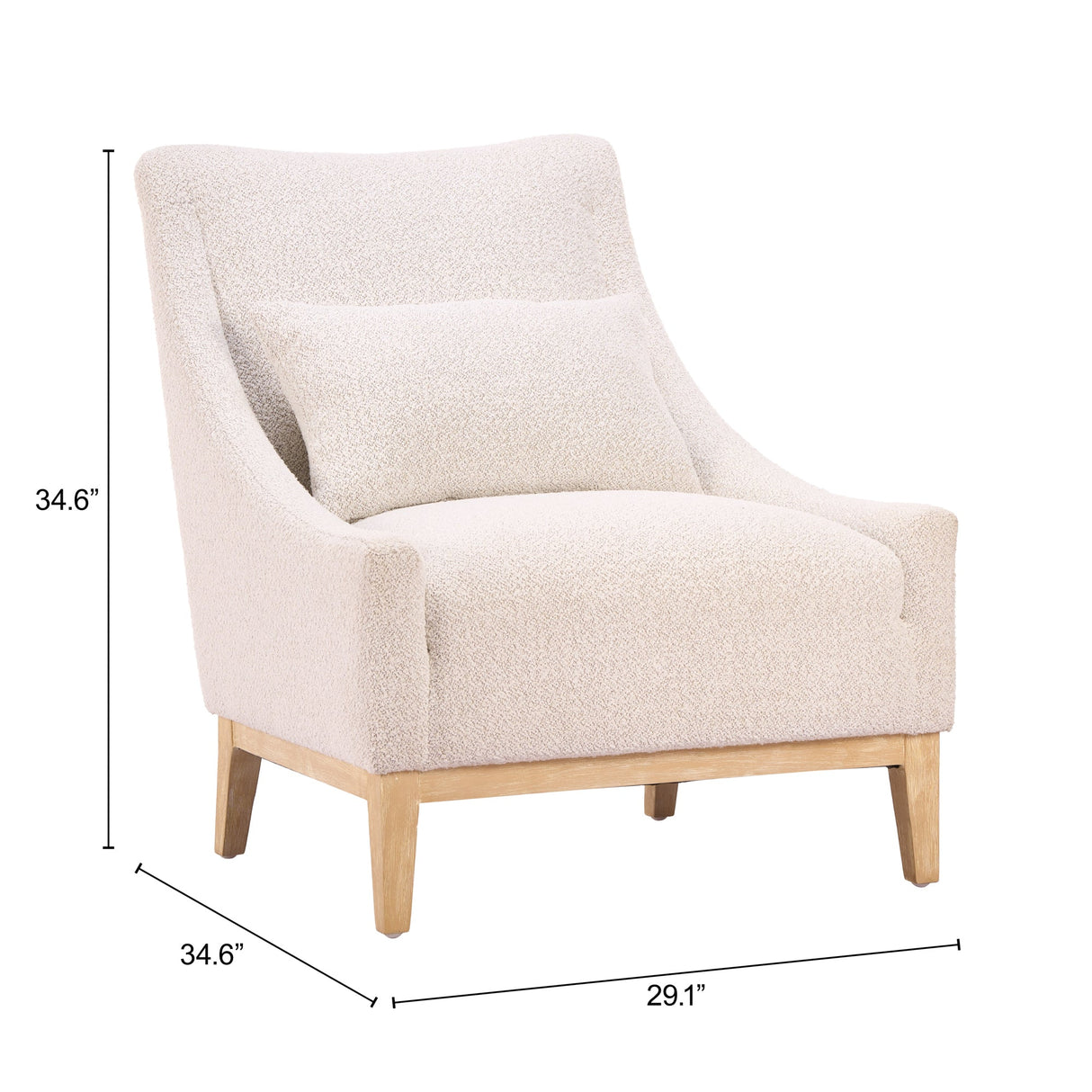 Velun Ivory Accent Chair by Zuomod at Eve Furniture