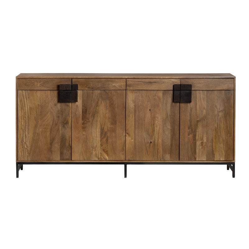 Ventura Brown/Black 4-Door, 4-Drawer Media Credenza by Crestview at Eve Furniture