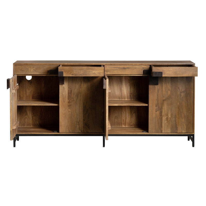 Ventura Brown/Black 4-Door, 4-Drawer Media Credenza by Crestview at Eve Furniture