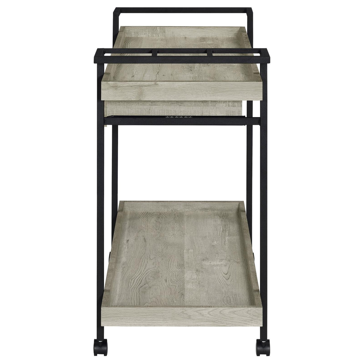 Ventura Gray Driftwood 2-tier Bar Cart with Storage Drawer by Coaster at Eve Furniture