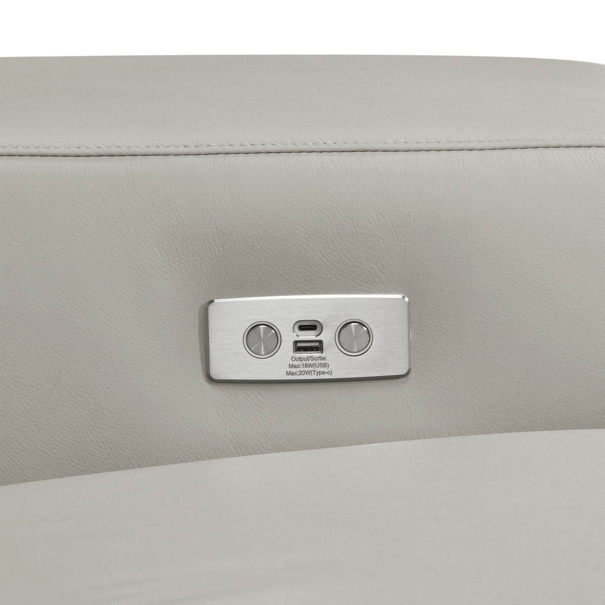 Ventura Light Gray Leather Left Side Chaise Sectional with Adjustable Headrests by Homelegance at Eve Furniture