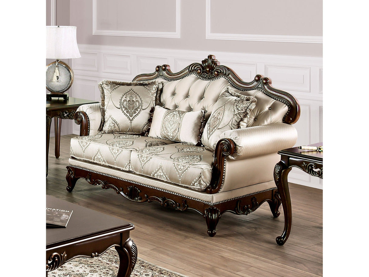 Veracruz Dark Cherry/Beige Sofa & Loveseat by Furniture of America at Eve Furniture