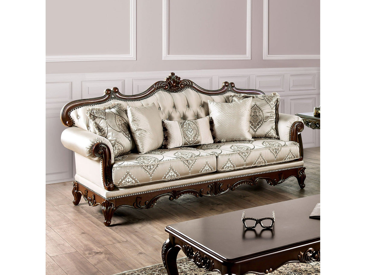 Veracruz Dark Cherry/Beige Sofa & Loveseat by Furniture of America at Eve Furniture