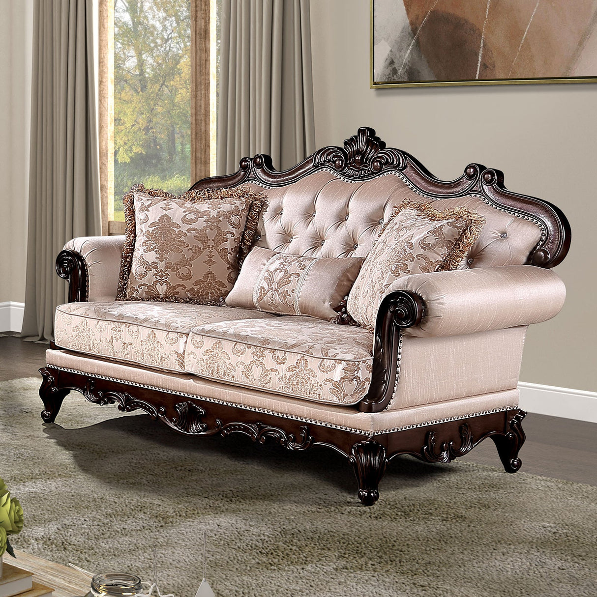 Veracruz Dark Cherry/Light Brown Sofa & Loveseat by Furniture of America at Eve Furniture