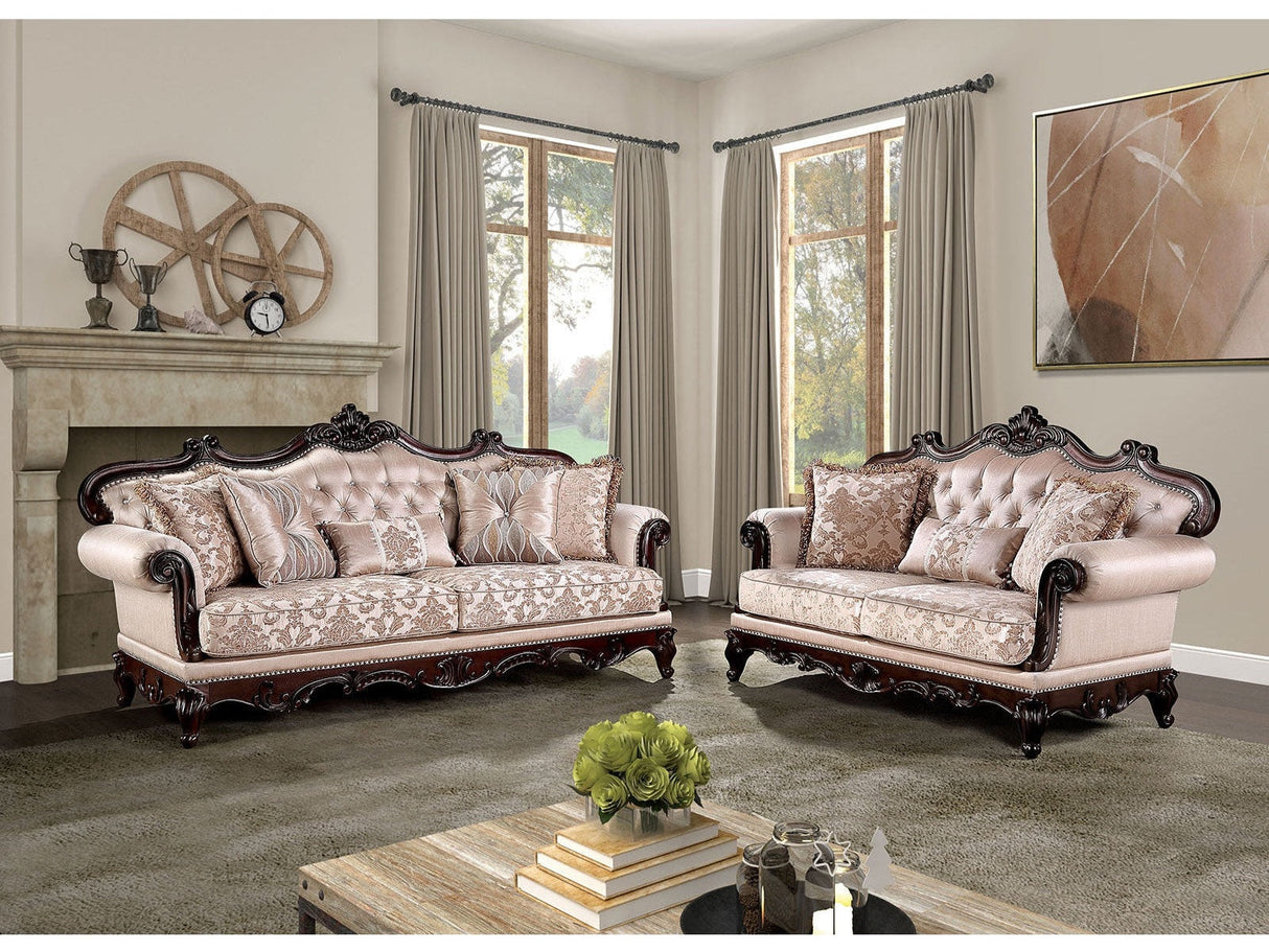 Veracruz Dark Cherry/Light Brown Sofa & Loveseat by Furniture of America at Eve Furniture
