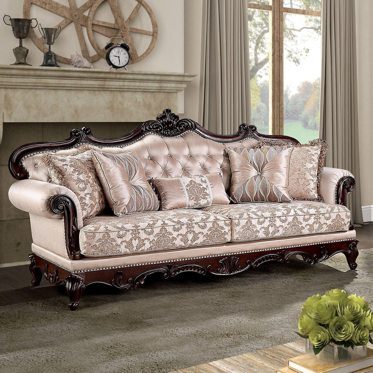 Veracruz Dark Cherry/Light Brown Sofa by Furniture of America at Eve Furniture