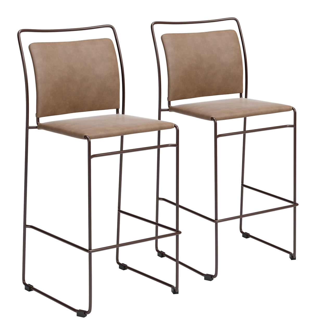 Verbena Brown Barstool (Set of 2) by Zuomod at Eve Furniture