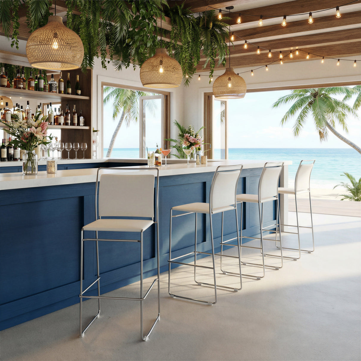 Verbena Cream Barstool (Set of 2) by Zuomod at Eve Furniture