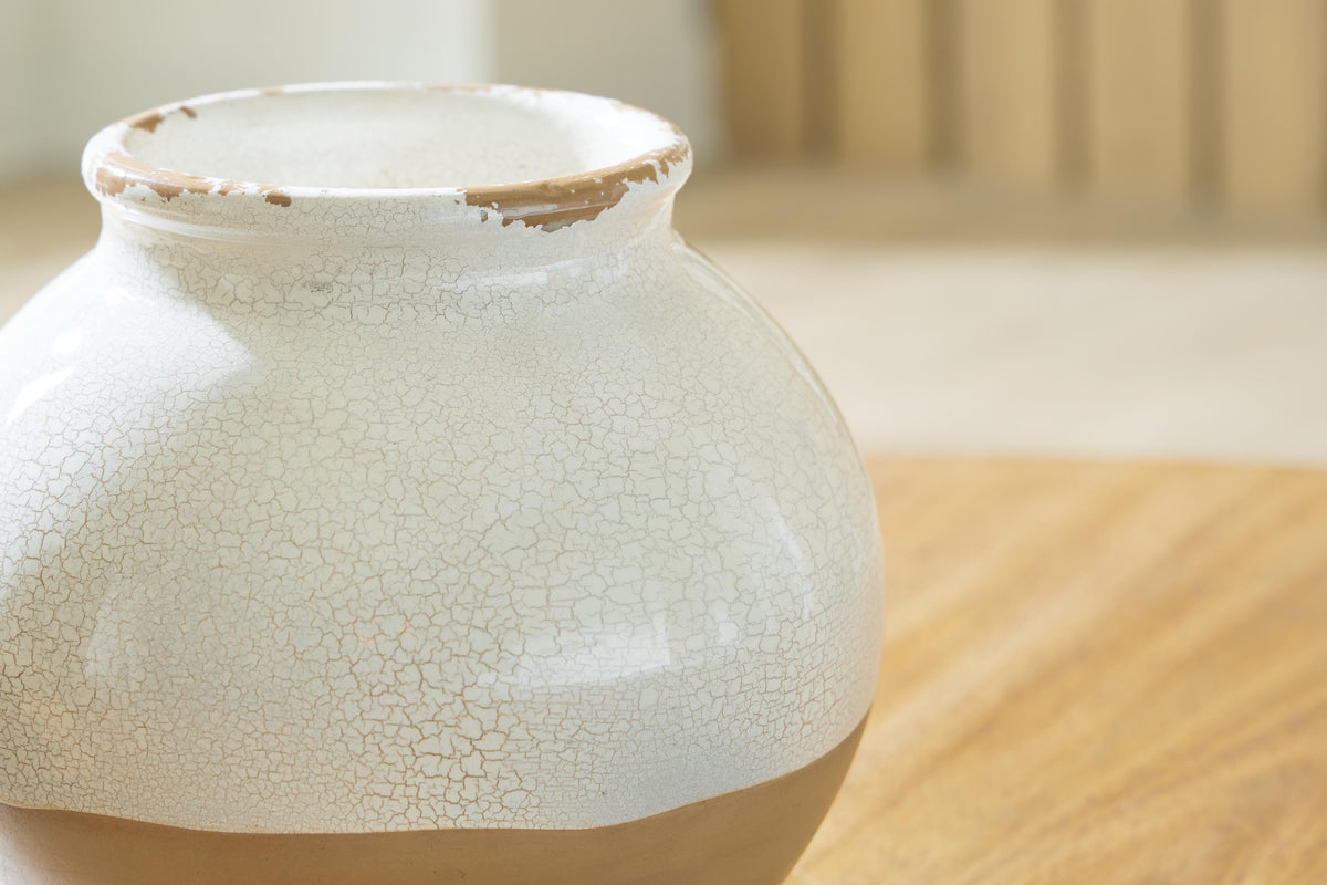 Vercott Cream/Tan Vase by Ashley at Eve Furniture