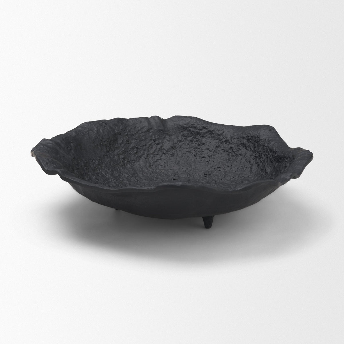 Verdant Small Matte Black Metal Decorative Centerpiece Bowl by Mercana at Eve Furniture