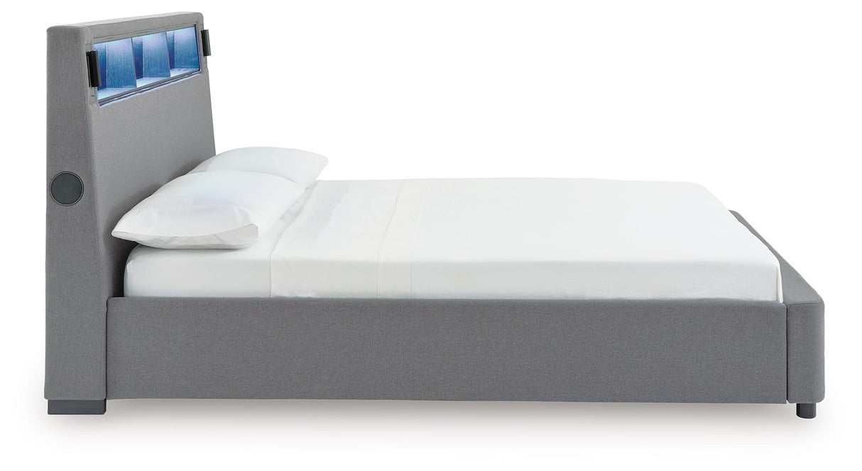 Verishaw Gray Full Upholstered Bed by Ashley at Eve Furniture