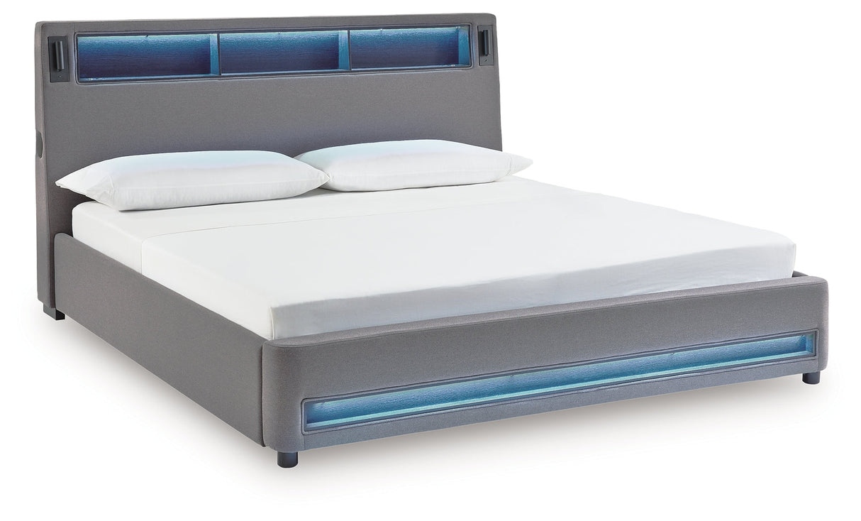 Verishaw Gray Queen Upholstered Bed by Ashley at Eve Furniture
