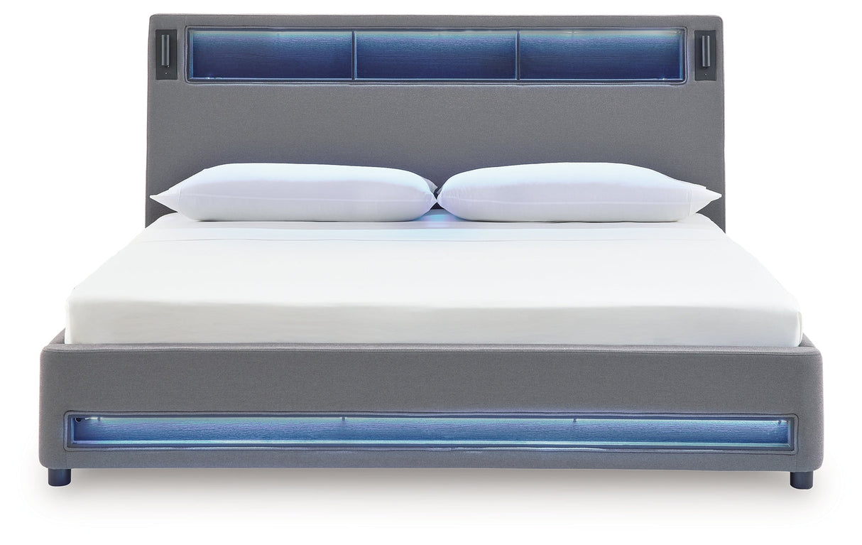 Verishaw Gray Queen Upholstered Bed by Ashley at Eve Furniture