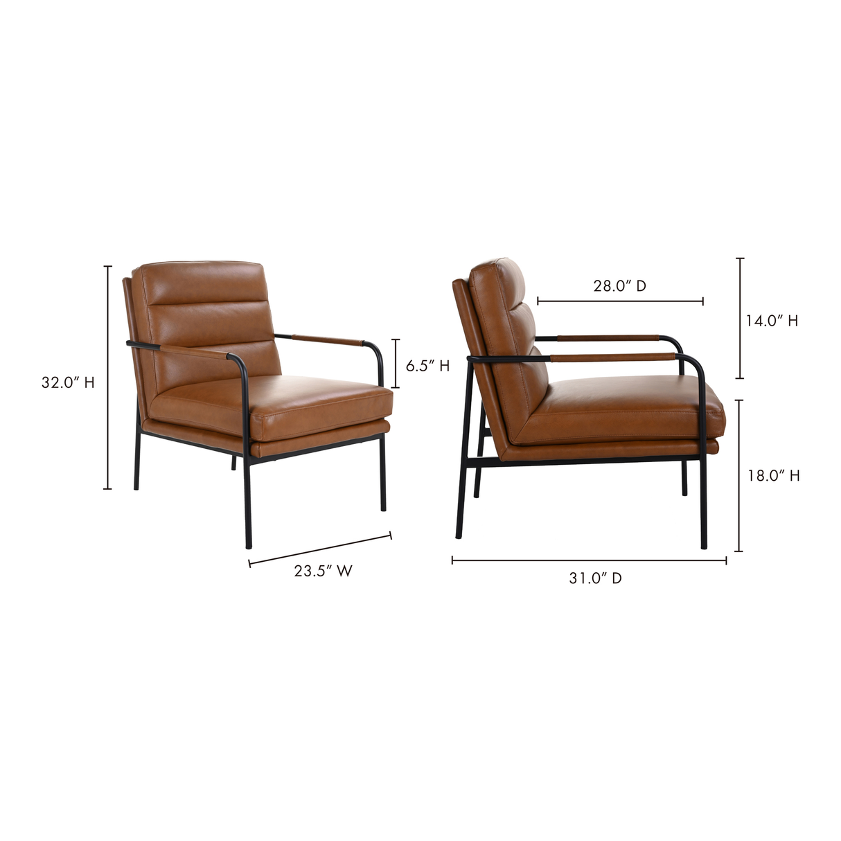 Verlaine Chestnut Brown Armchair by Moe's Home at Eve Furniture