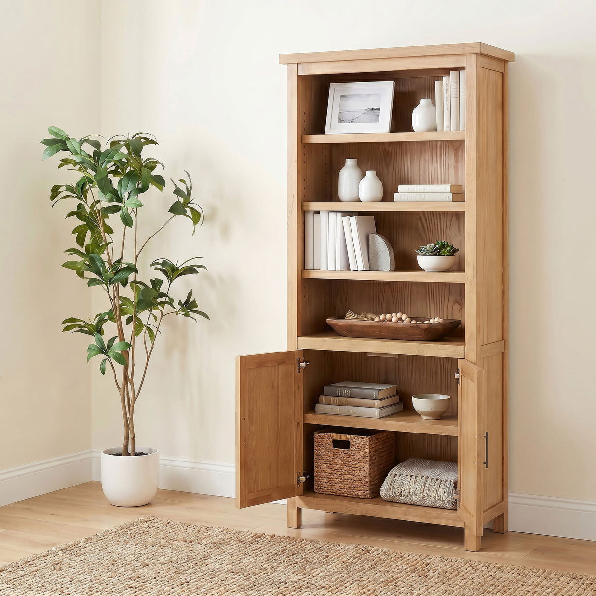 Vermes Light Ash 72-inch 2-door Home Office Cabinet Bookcase by Coaster at Eve Furniture