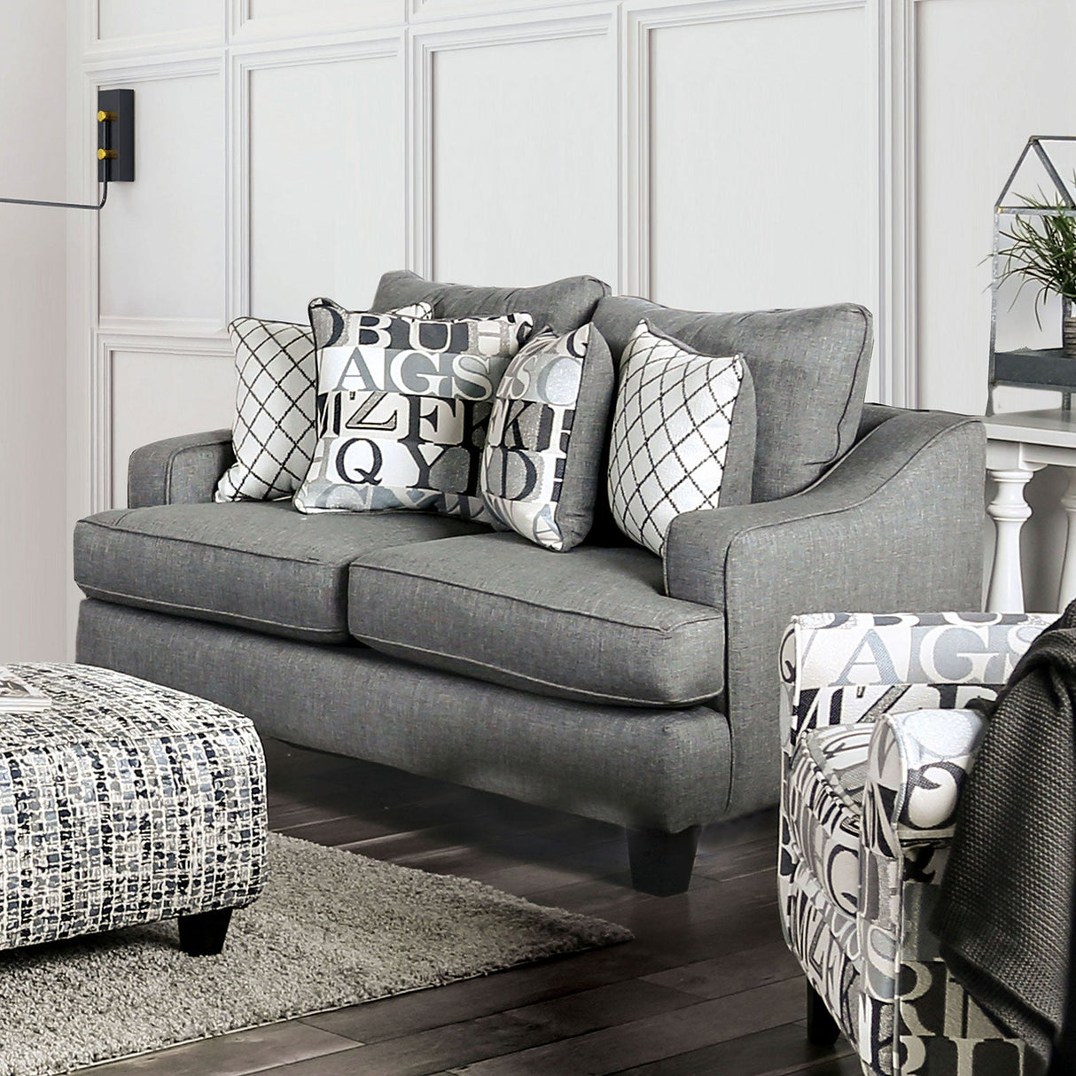 Verne Bluish Gray Sofa & Loveseat by Furniture of America at Eve Furniture