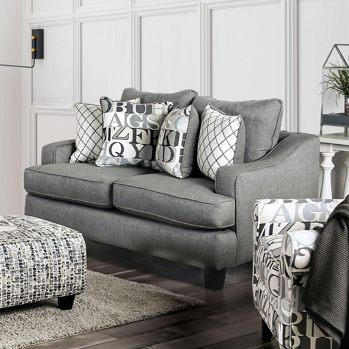 Verne Bluish Gray Loveseat by Furniture of America at Eve Furniture