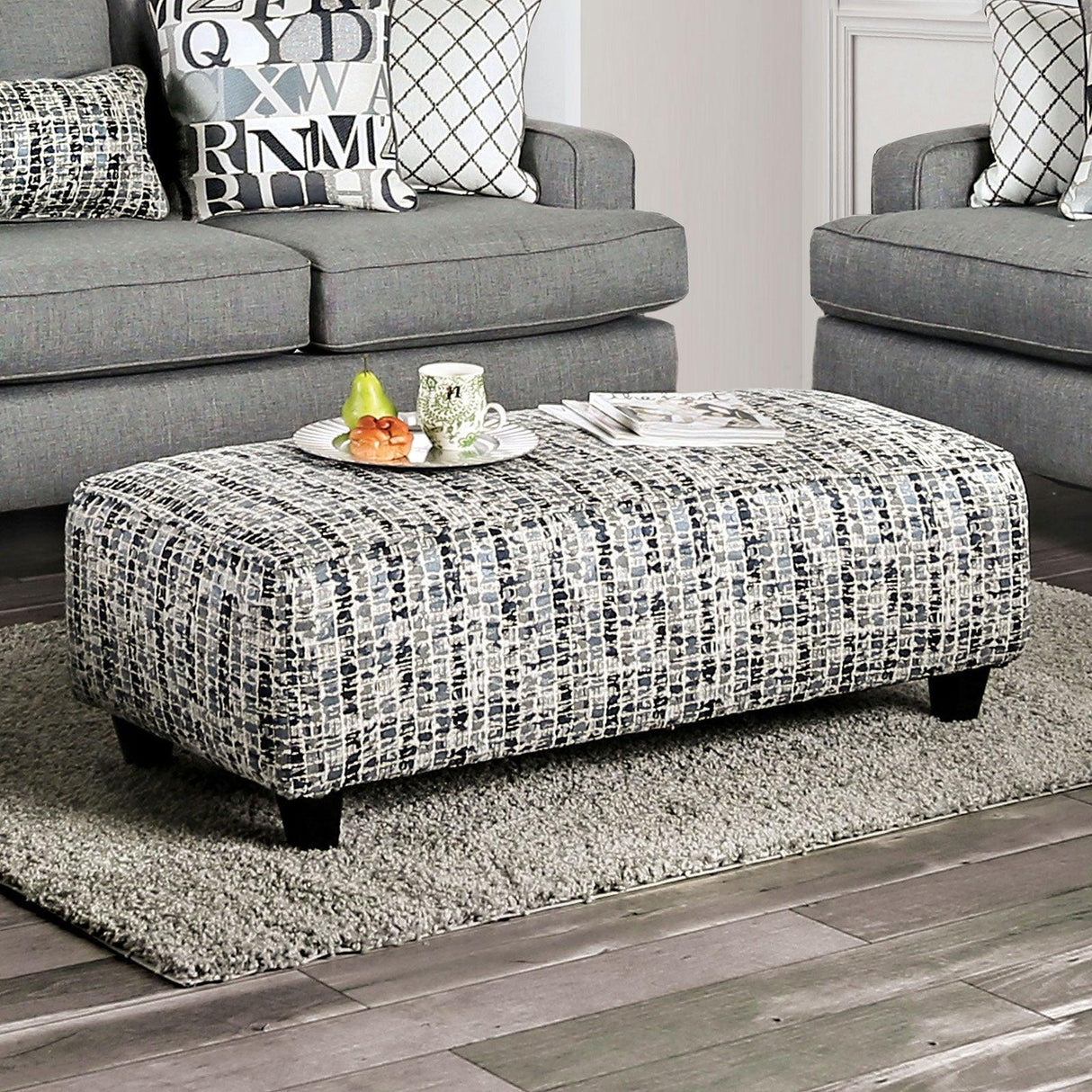 Verne Pattern Ottoman by Furniture of America at Eve Furniture