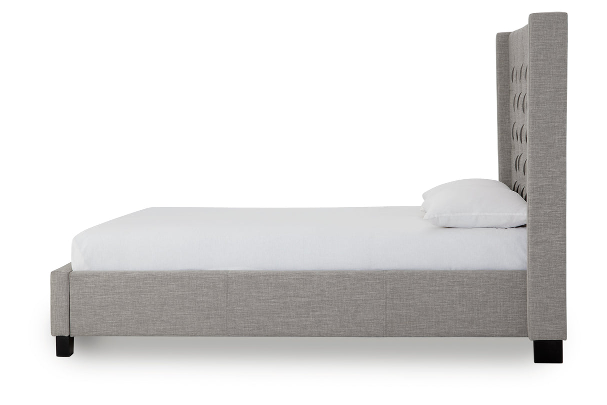 Verona Upholstered Platform Bed in Speckled Grey