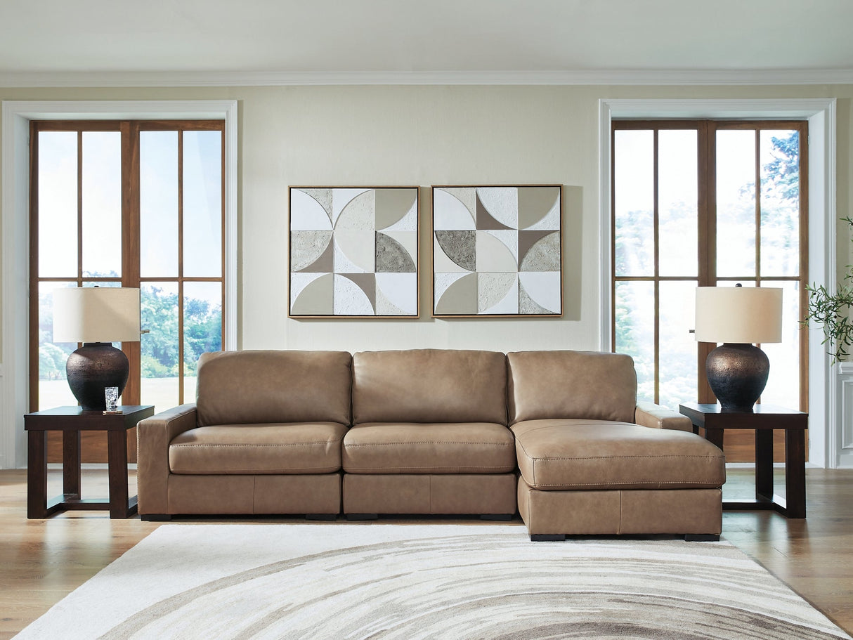 Veronella Sahara 3-Piece Sectional with RAF Chaise by Ashley at Eve Furniture