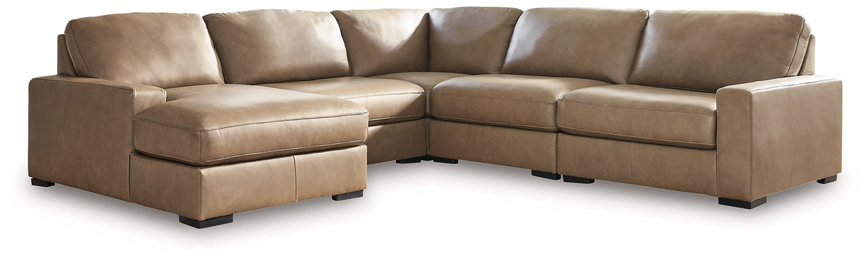 Veronella Sahara 5-Piece Sectional with LAF Chaise by Ashley at Eve Furniture