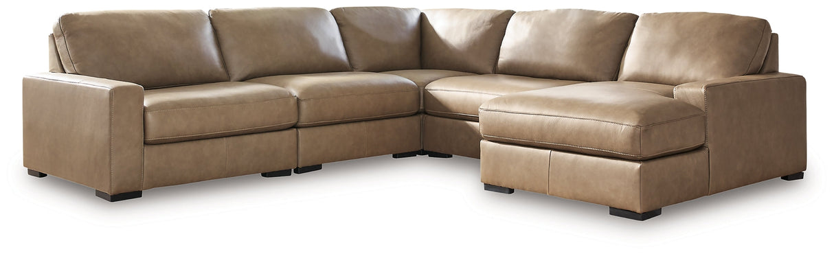 Veronella Sahara 5-Piece Sectional with RAF Chaise by Ashley at Eve Furniture