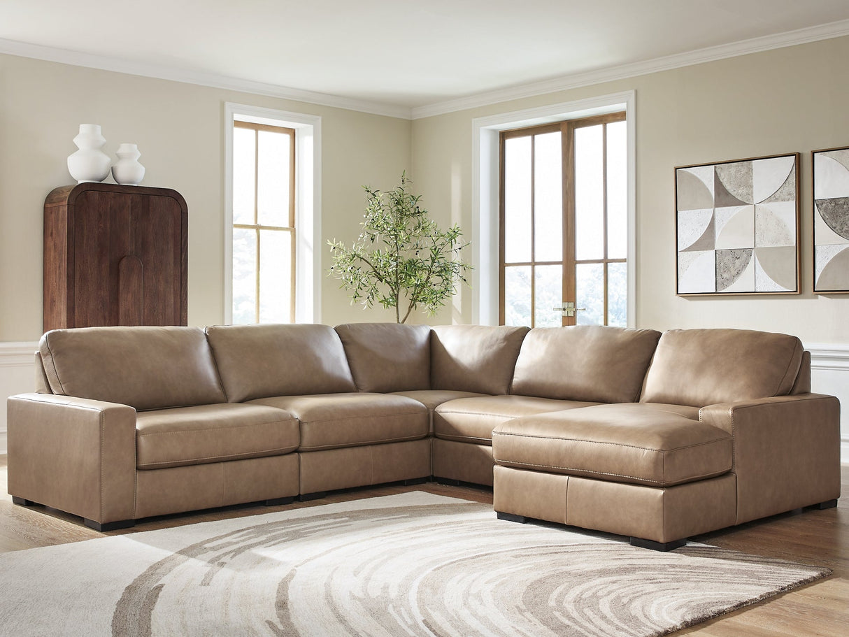 Veronella Sahara 5-Piece Sectional with RAF Chaise by Ashley at Eve Furniture