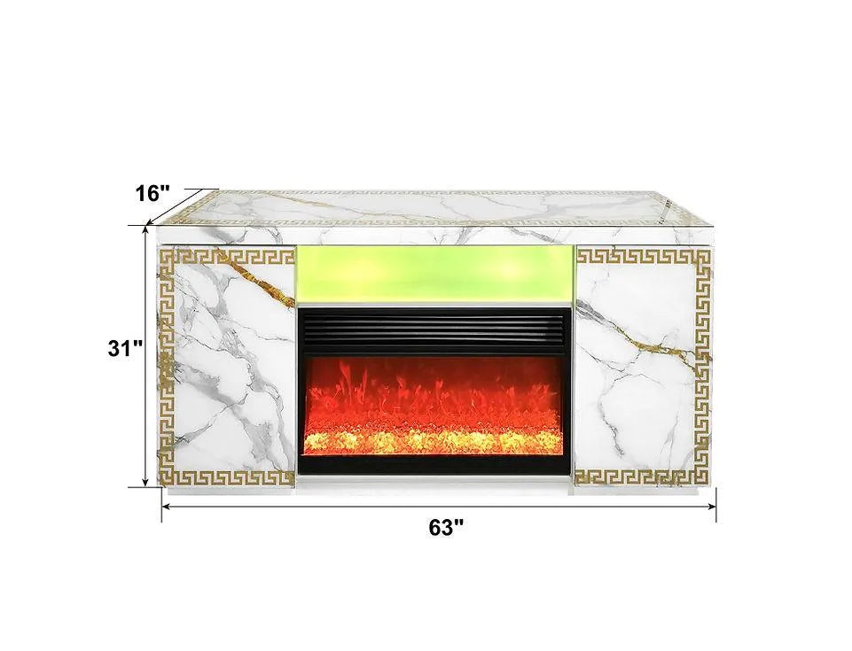 Versa White TV Stand with Fireplace by New Era Innovations at Eve Furniture