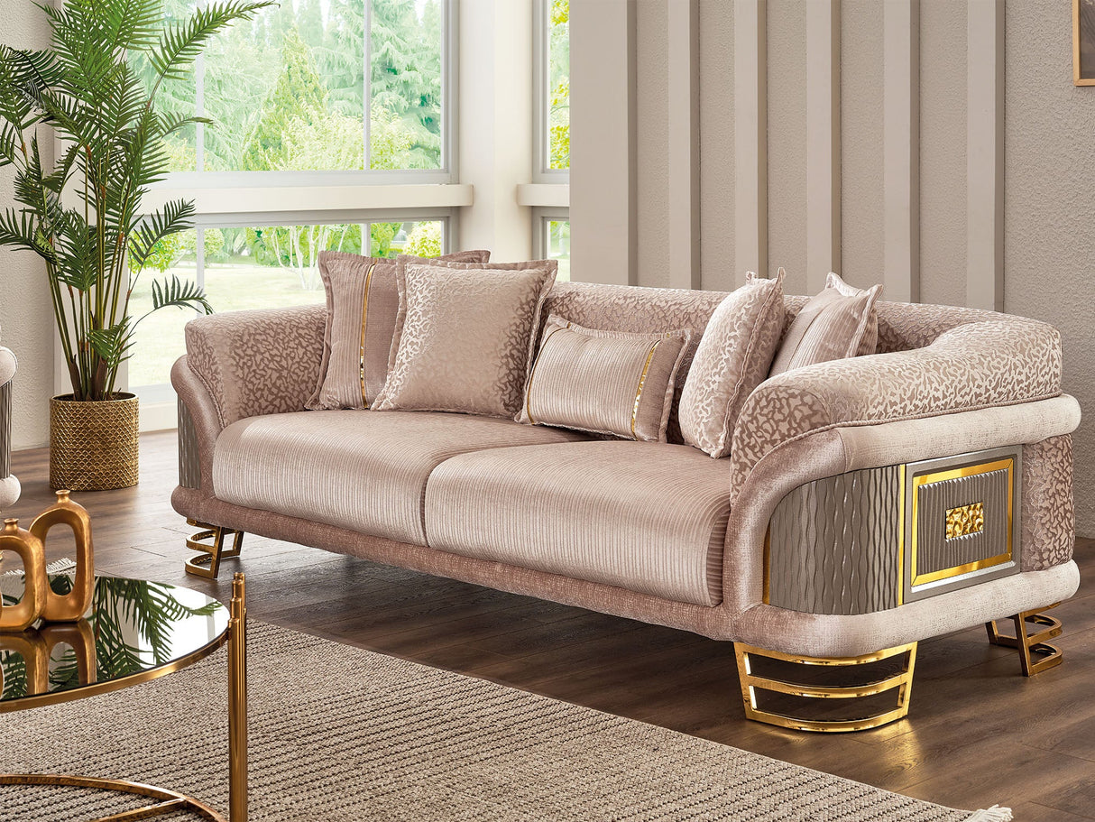 Versace 3-pieces (Sofa & Loveseat & Chair) Livingroom Set Cream by Furnia at Eve Furniture