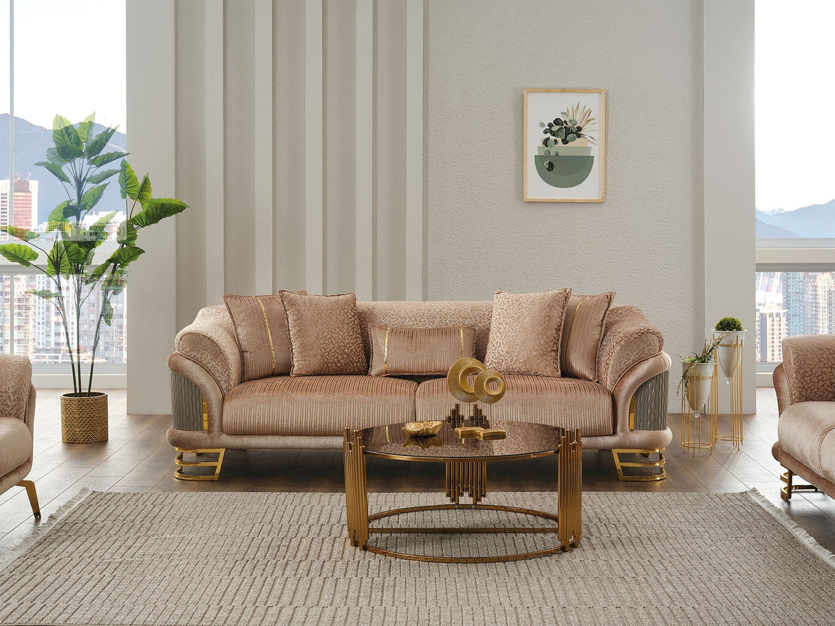 Versace Beige Stationary Sofa by Furnia at Eve Furniture