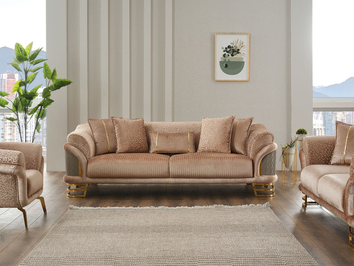 Versace Beige Stationary Sofa by Furnia at Eve Furniture