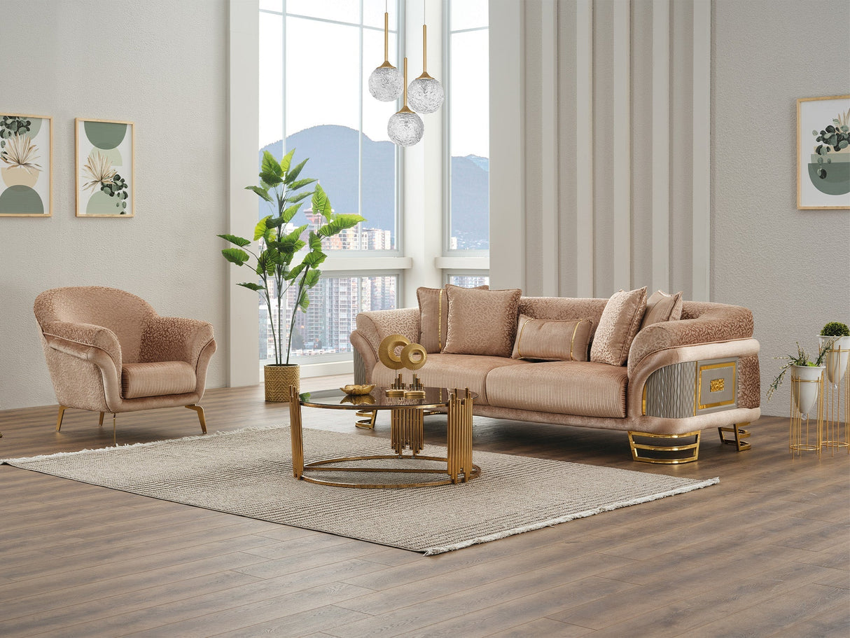 Versace Beige Stationary Sofa by Furnia at Eve Furniture