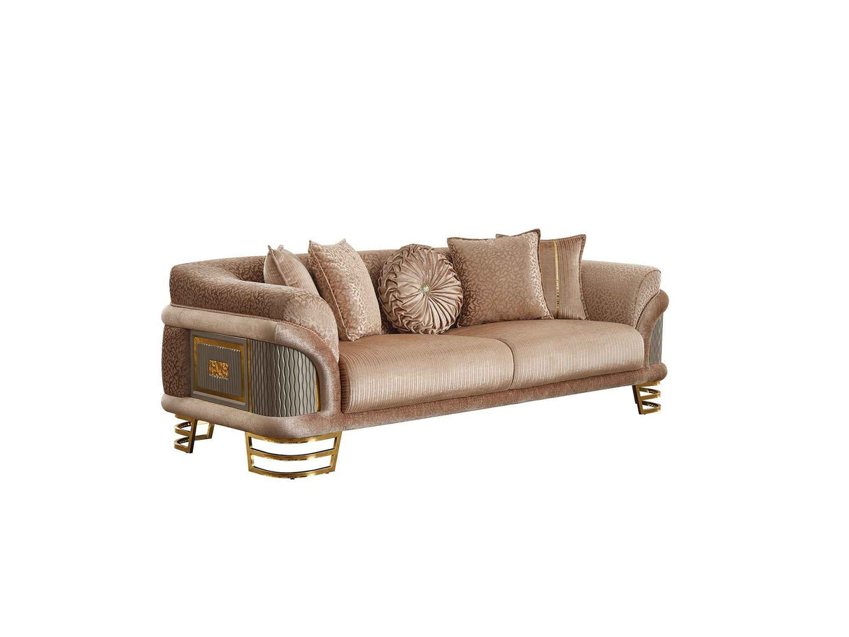 Versace Beige Stationary Sofa by Furnia at Eve Furniture