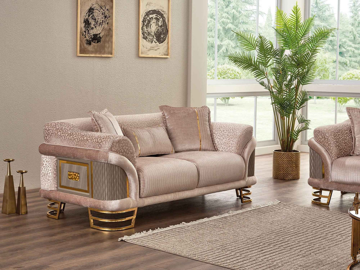 Versace Cream Stationary Loveseat by Furnia at Eve Furniture