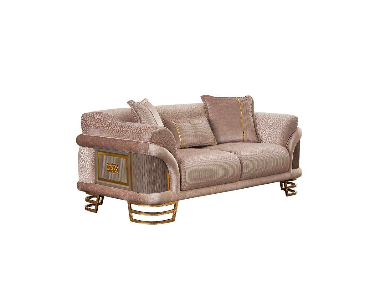 Versace Cream Stationary Loveseat by Furnia at Eve Furniture