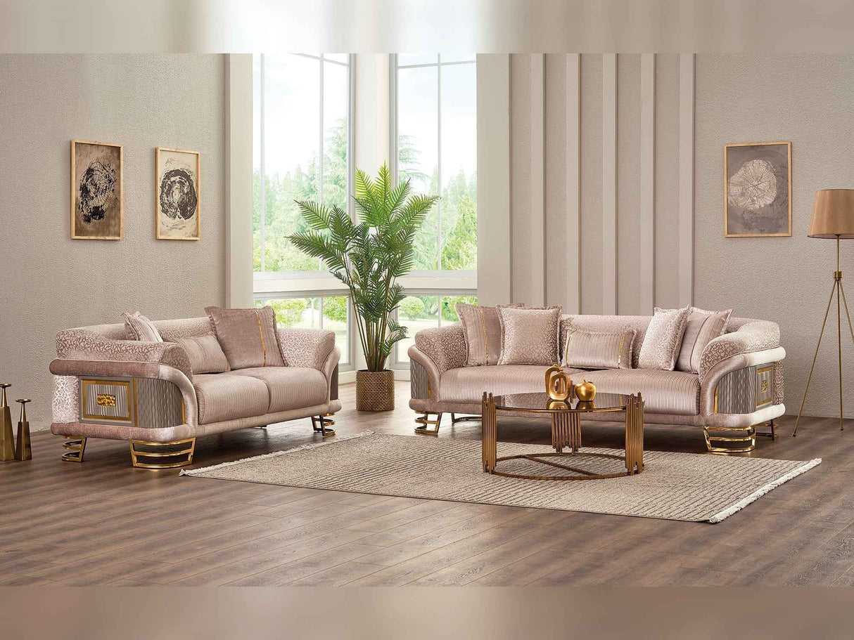 Versace Cream Stationary Sofa by Furnia at Eve Furniture