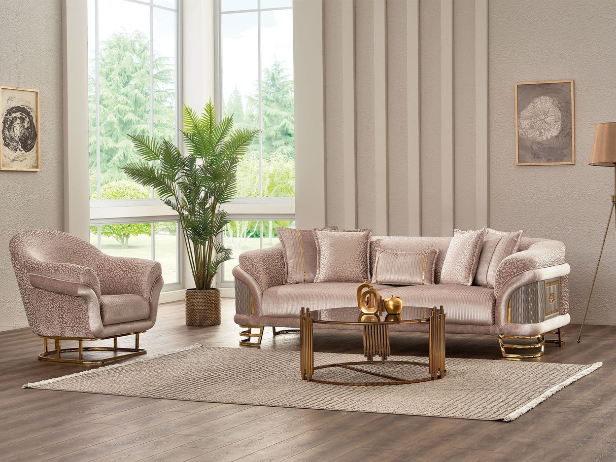 Versace Cream Stationary Sofa by Furnia at Eve Furniture