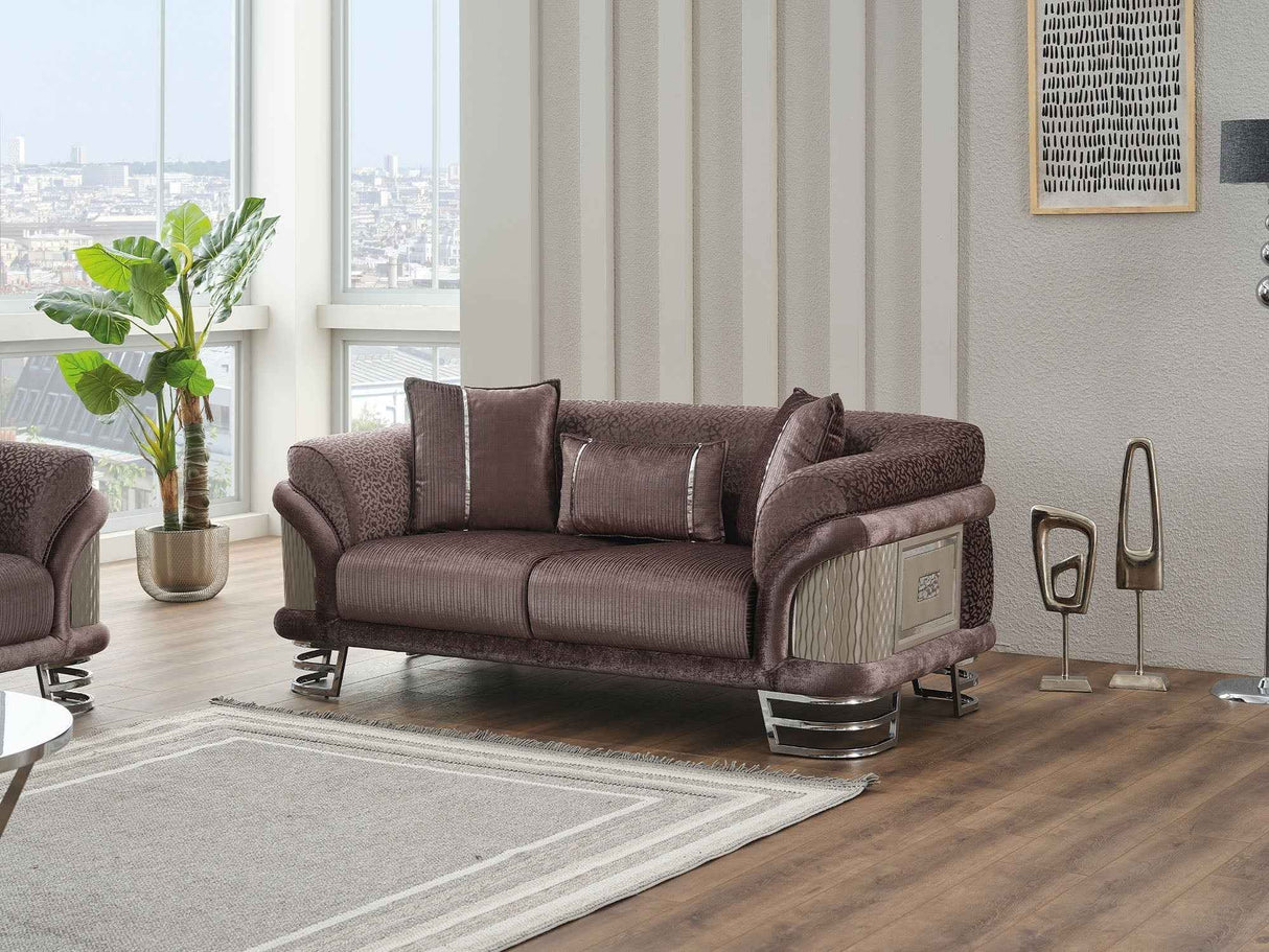 Versace Dark Grey Stationary Loveseat by Furnia at Eve Furniture