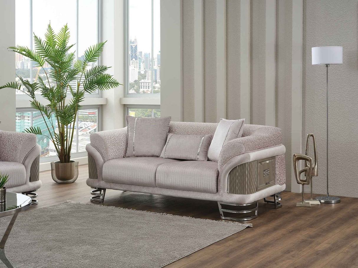 Versace Light Grey Stationary Loveseat by Furnia at Eve Furniture