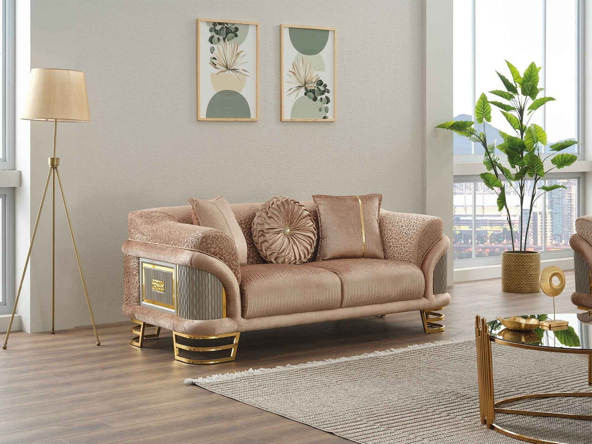 Versace Stationary Loveseat Beige by Furnia at Eve Furniture